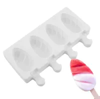 새로운 실리콘 아이스크림 금형 4 셀 아이스 큐브 트레이 식품 안전 아이스크림 메이커 DIY 수제 냉동고 얼음 롤리 곰팡이 SN1963