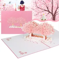 3D Ciliegia Blossom Pops-up cartolina d'auguri fatti a mano biglietti regalo per la laurea Birthday Wedding Spring FOU99