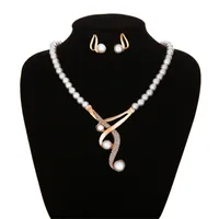 Luxe bijoux de mariée perles de cristal Collier de perles Boucles d'oreilles Simulé 322C3