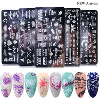 Stickers Decals French Nail Art Printing Stamping Template Rectangle Pictures Print Plates Geometric Stamper Manicure Tool Christmas leaves snowflakes