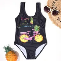 Tek parça Takım Elbise Ananas Baskı Kız Tek Parça Mayo Çocuklar Vintage Çocuk Mayo 3-10years Yürüyor Kızlar Mayo Monokini Beach