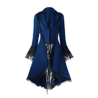 Chaqueta femenina chaqueta renacimiento victoriano vintage steampunk largo retro esmoquin g￳tico talla grande s￳lido ropa exterior delgada d8