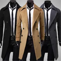 2021 New Style Fashion Mens 트렌치 코트 따뜻한 두껍게 재킷 모직 완두콩 코트 Long Overcoat Tops L-3XL C0929