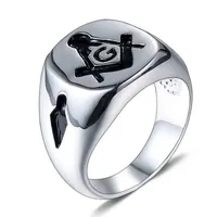 Fashion Masonic Rings Stainless Steel Compass Square Mason Freemason Signet Ring Freemasonry Fraternal Association men&#039;s jewel