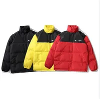 Men Fall Winter Fashion Contrast Stitching Jacket PA Letter Print Palm Thick Stand Collar Loose Men Women Couples Cotton Jackets Coat Red Yellow Black S-XL