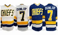 Navire de nous Dunlop # 7 Jersey de hockey Charlestown Chiefs Slap Shot Movie Hommes Hanson Brothers Tous cousus S-3XL de haute qualité