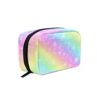 Kozmetik Çantalar Kılıflar Fengju Makyaj Çantası Taşınabilir Tuvaletler Modaya Giriş Kare Depolama Lady Woman Rainbow Yıldızlı Gökyüzü