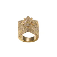 Micro Pave Iced Cubic Zirconia Iced Out Star Ringar för Män Kvinnor Hip Hop Gold Ring Wedding Ring Full Diamond Smycken