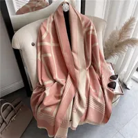 Шарфы кашемировые шарф хайджаб женские печать двухсторонние густые теплые зимние одеяло бренд женский роскошный шаль обертка bufanda 20211