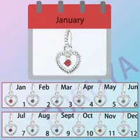 2020 Valentins nya 925 Sterling Silver Pärlor Kristaller Birthstone Heart Charm Fit Original Pandora Armband Kvinnor DIY Smycken