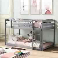 米国の床の床の双子の床の二段ベッド家具、梯子、子供のためのグレーA19 A11