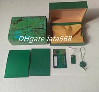 Top Alta Qualidade 3abox Relógio Verde Box Papers Gift Watches Caixas de couro cartão para RO Lex relógios de pulso Certificado de caso