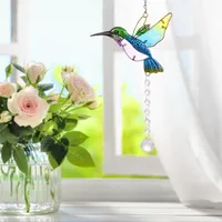 Decorative Objects & Figurines Crystal Wind Chimes Bird Hanging Ornaments Home Outdoor Garden Yard Decoration Living Room Stained Glass