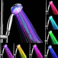 バスルームのシャワーヘッド自動7色変更ハンドヘルド節水のカラフルなLEDヘッドの丸いシャワーヘッド温度制御部品