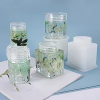 Handwerkzeuge Lagerung Flasche Silikonform Versiegelte Glas mit Deckel Pflanzer Topf Harz Epoxidgussform Haushalt DIY Kristallformen