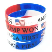 Trump ha vinto l'America First Braccialetto in silicone Partito Preferire il braccialetto della campagna Bandiera degli Stati Uniti MS17