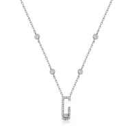 925 Sterling Silver Geometric G Brev Zirconia Hängsmycke Halsband för kvinnor Choker Bröllop Trinket Mujer Collares 2021 Fashion