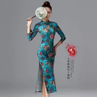 Maglioni da uomo in alto stile classico classico stile cinese migliorato cheongsam latino dance performance stage abiti sparsi elastico