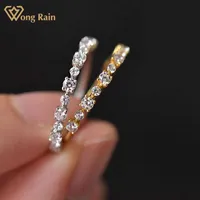 Wong Rain 925 Sterling Silver Created Moissanite Gemstone Wedding Band Bohemia Ring 18K Yellow Gold Ring For Women Fine Jewelry Y0723