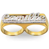 Ring Name s Personalized 18k Gold-plated Carved Double Finger Unisex Custom