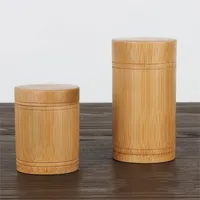 Bambu do chá de bambu portátil recipiente de bambu caixa de armazenamento de chá com tampa para especiarias o açúcar de café do chá recebe com tampa