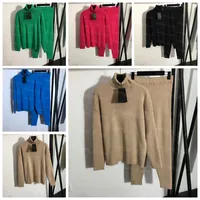 Lettere Pin Design Sweater Pantaloni Casual Knitted TreftleNECK Maglioni Fashion Choomens Womens Pantaloni a maglia 5 colori