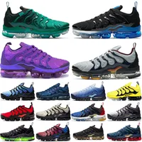 Ucuz TN Artı Koşu Ayakkabıları Erkekler Kadınlar Için Üçlü Siyah Beyaz Kiraz Taze Atlanta Hiper Mavi # 97 Bred Koyu Sıva Erkek Eğitmenler Spor Sneakers Boyutu 36-47