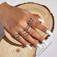 Cluster Rings Trendy Geometric Mix And Match Sweet Cool Style Ring Set Simple Twist Inlaid Pearl 10-Piece Anillo Acero Inoxidable