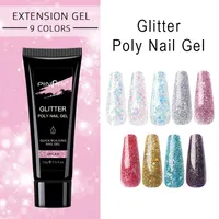 15ml Bright Glitter Poly Nail Gel UV LED Builder Acrylic for Luminous Nails Art Extension Gels With Sequins Manicure Tool 1346