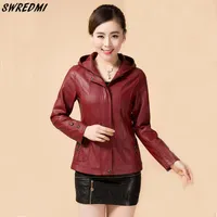 Women's Leather & Faux SWREDMI Autumn And Winter Women Coat Hooded Pocket Zipper Casual Clothing Outerwear Plus Size 5XL Mother Jackets