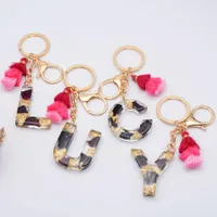 26 Buchstaben Quaste Schlüsselanhänger für Frauen Acryl Tasche Charm Anhänger Schlüssel Ringhalter Mode Zubehör