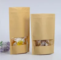 2021 Yeni Gıda Nem Bariyer Çantaları ile Temizle Pencere Kahverengi Kraft Kağıt Doypack Kılıfı Kilitli Paketleme Sızdırmazlık Kılıfı