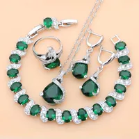 925 серебряные ювелирные наборы Green CZ для серьги с любовниками с камнем турецкие украшения