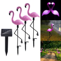 Lámparas de césped 3 LEDS Solar-Power Garden Light Flamingo Lámpara Noche impermeable para la decoración al aire libre