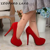 Leopard Land سوبر أحذية عالية الكعب المرأة منصة للماء واحد الكراهية مثير 14 سنتيمتر الكعوب كبيرة الحجم 210608