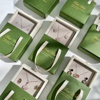 Boîtes de bijoux, sacs Portable Paper Vert Tiroir Custom Coffret Cadeau Cadeau Cadeau Boîte en carton avec poignée de ruban
