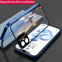 Metal 360 Fodral för iPhone 11 12 Pro Max Spänne Installation Glas Fit x XR 7Plus 8 Case Funda Bumper Luxury Coque Phone Cover