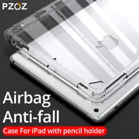 Case with Pencil Holder For iPad 9.7 Pro 10.5 11 12.9 inch Case Ultra-Thin Soft TPU Silicone Transparent With Pencil Case