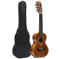 Bating Guititalele Ukulele de 28 polegadas Profissional 6 Strings Guitarra el￩trica Ukulele Small Travel Guitarlele Acacia Koa Acabamento de Cetim de Madeira