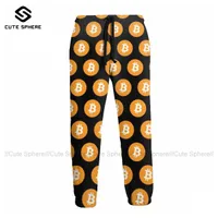 Bitcoin Sweatspants retrò uomini joggers formazione poliestere a buon mercato pantaloni casual x0806