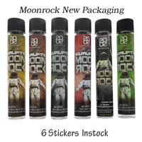 Moonrock Glass Tubes Preeroll 조인트 포장 드라이 초기 저장 병 New-11 스티커 120 * 20mm Pre 롤 박스 포장 instock
