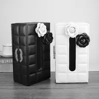 Luxury Facial Tissue Box Cover PU Läder Hem Office Hotel Bil Rektangel Container Handduk Servett servett Servett En Papier Case Holder
