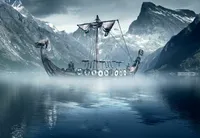 Viking Longboat in the Cold North Sea Paintings Art Film Print Silk Poster Home Wall Decor 60x90cm