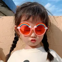Óculos de sol 2022 crianças redondo arco-íris óculos de sol meninos moda fashion as lentes cor-de-rosa crianças bebê menina tons coloridos espelho de olho espelho sunglass