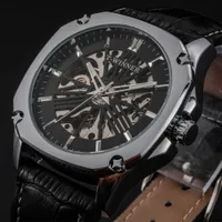 Vinnare Toppmärke Luxury Golden Men Mechanical Watch Mesh Strap Skelett Ring Män Klassisk Business T-Winner Armbandsur Q0902