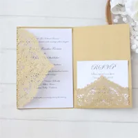 Invitation Laser cut wedding card matrimonio oro bianco avorio floreale compleanno biglietti di auguri per la stampa personalizzata SH190923