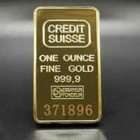 Crédito no magnético Suisse Lingot 1 Oz Gold-chapado en oro Bar Swiss Souvenir Monedas con diferentes manualidades de numeración de láser serial Coleccionables