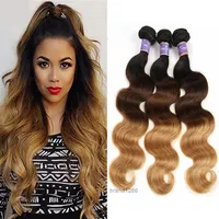 Ombre Bundles with 4*4 Lace Closure 1 b  4 27 Brazilian Human Hair Body Wave With Frontal Closure for Black Women