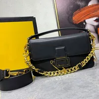 fend Crossbody Baguette Bag Women Handbag Lady Totes Genuine Leather Shoulder Bags Fashion Metal Buckle Jointly Design Golden Chain Wide Leathers 2VPO