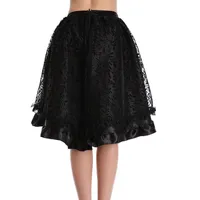 Jupes fibre gagnez steampunk vintage corset jupe noire café arrière-plan Zip de dentelle satin superposé gothique asymétrique plus taille S-6XL